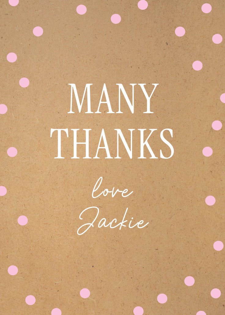 Kraft and dots - baby shower thank you card